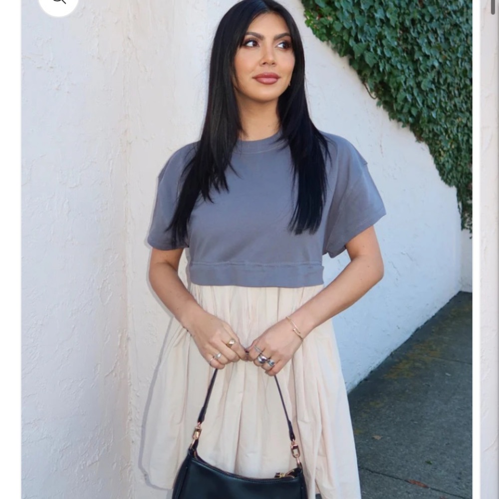 Wishlist Gray and Cream sweatshirt Dress